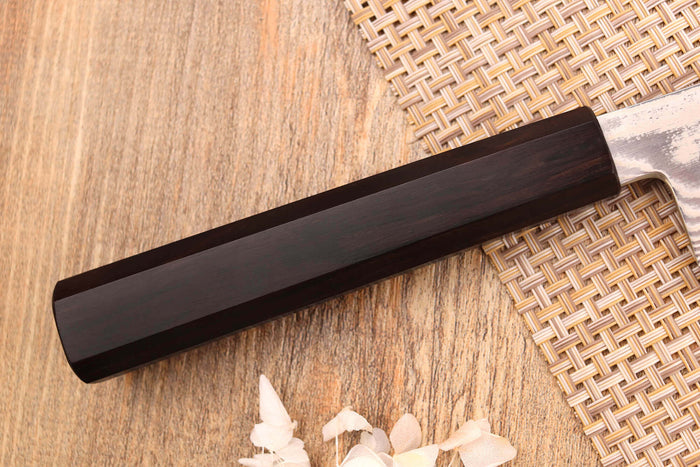 Couteau bunka 18cm japonais artisanal Hatsukokoro Ginsou Damas manche en ébène