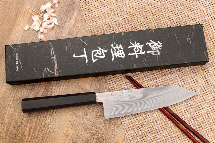Couteau bunka 18cm japonais artisanal Hatsukokoro Ginsou Damas manche en ébène