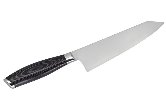 Couteau bunka 20cm Hakami Ajisai lame San Maï manche pakkawood noir et gris