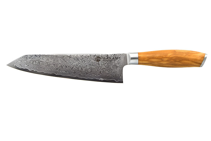 Couteau bunka 20cm Hakami Tsubaki lame damas manche en olivier