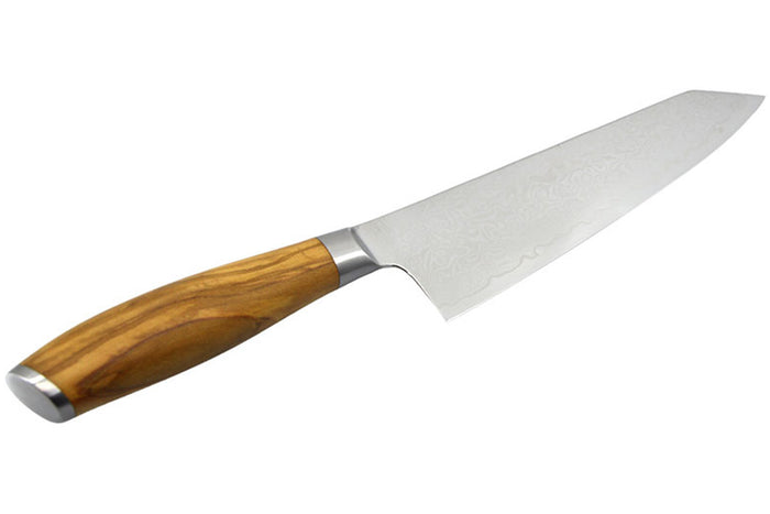 Couteau bunka 20cm Hakami Tsubaki lame damas manche en olivier