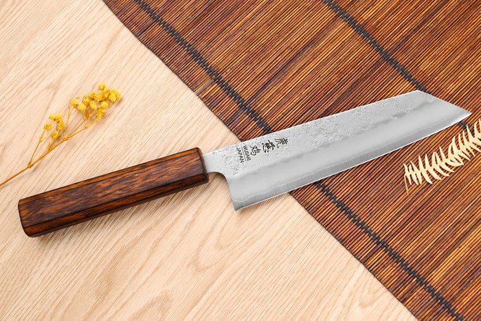Couteau bunka japonais artisanal Wusaki Yoshi G3 chêne 17cm