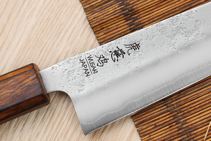 Couteau bunka japonais artisanal Wusaki Yoshi G3 chêne 17cm