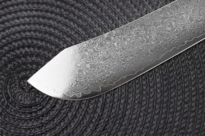 Couteau de boucher Wusaki Sakin Damas 10Cr 22cm manche en fibre de carbone et feuille d'or