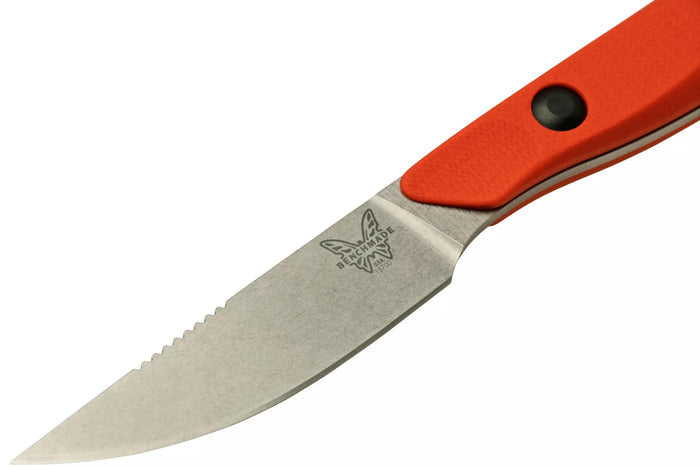 Couteau de chasse Benchmade Flyway 15700 lame 6,9cm manche G10 orange + étui Boltaron