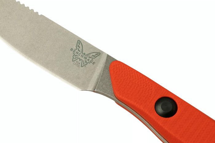 Couteau de chasse Benchmade Flyway 15700 lame 6,9cm manche G10 orange + étui Boltaron