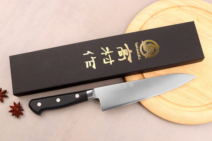 Couteau de chef 18cm japonais artisanal Takamura VG10 poli