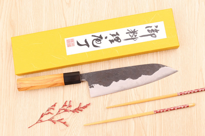 Couteau de chef 18cm japonais artisanal Yoshimune par Kawamura Black WS2