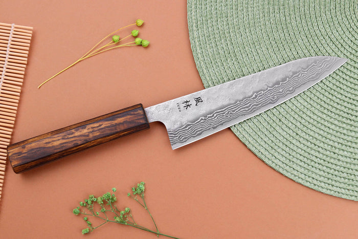 Couteau de chef 18cm japonais artisanal Yuzo Enju Damas 440C