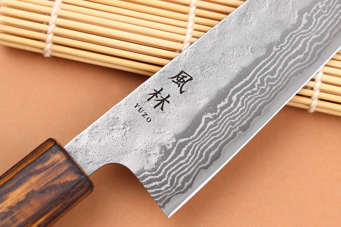 Couteau de chef 18cm japonais artisanal Yuzo Enju Damas 440C