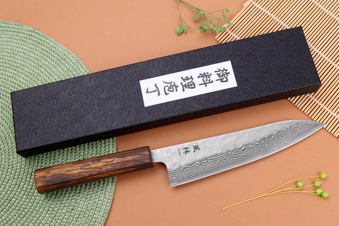 Couteau de chef 18cm japonais artisanal Yuzo Enju Damas 440C
