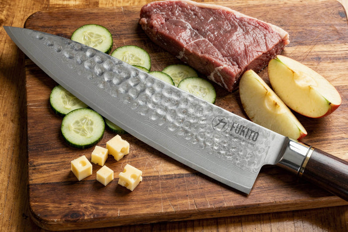 Couteau de chef 20cm Fukito Ébène Damas martelé