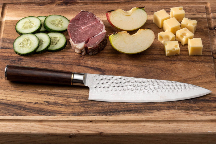 Couteau de chef 20cm Fukito Ébène Damas martelé