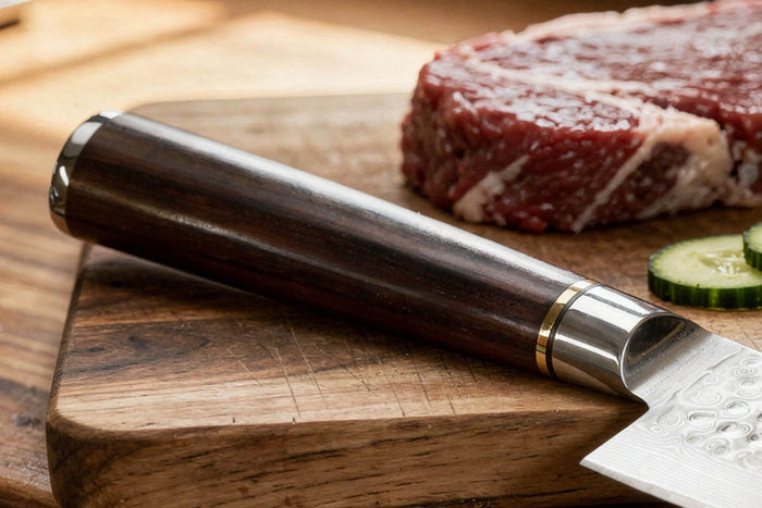 Couteau de chef 20cm Fukito Ébène Damas martelé