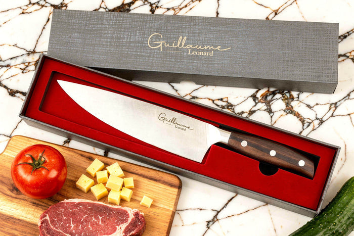 Couteau de chef 20cm Guillaume Leonard Cuistot en acier inoxydable et bois de santal rouge
