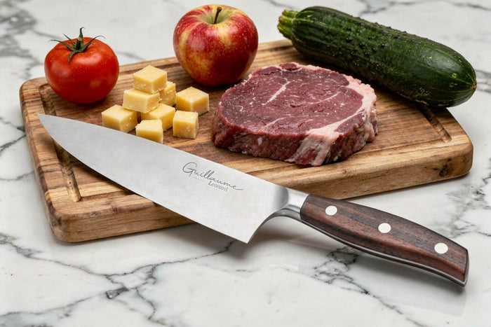Couteau de chef 20cm Guillaume Leonard Cuistot en acier inoxydable et bois de santal rouge