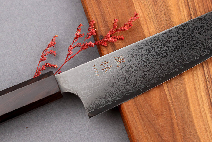 Couteau de chef 20cm japonais artisanal Yuzo Kurogane Damas VG10
