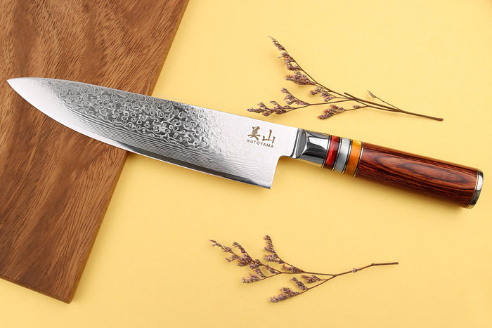 Couteau de chef 20cm Kutoyama damas pakka rainbow