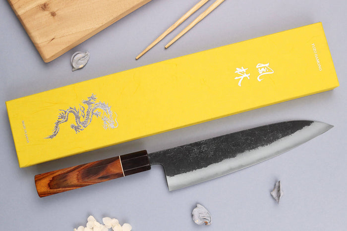 Couteau de chef 21cm japonais artisanal Yuzo Black Nashiji