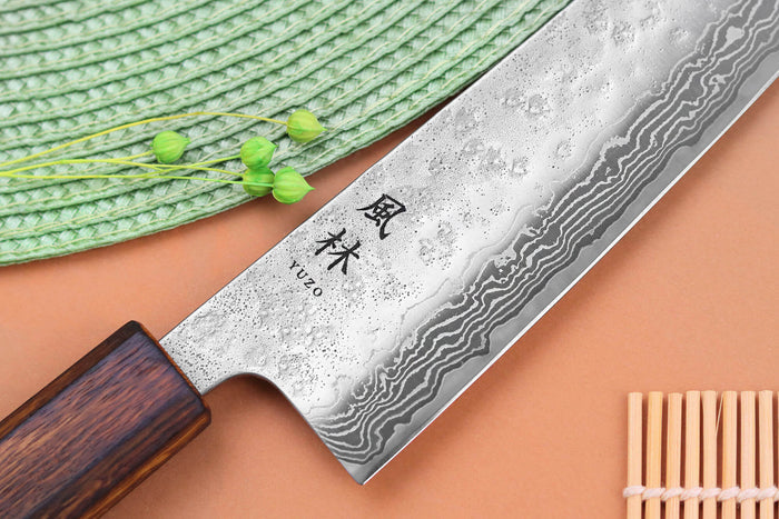 Couteau de chef 21cm japonais artisanal Yuzo Enju Damas 440C