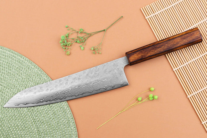 Couteau de chef 21cm japonais artisanal Yuzo Enju Damas 440C