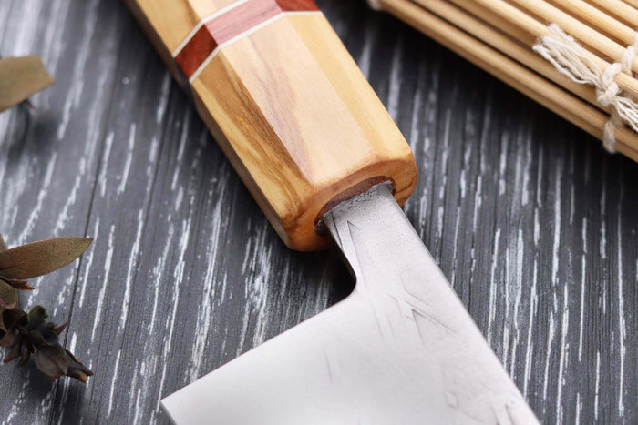 Couteau de chef 21cm japonais artisanal Yuzo SLD olivier et sequoia