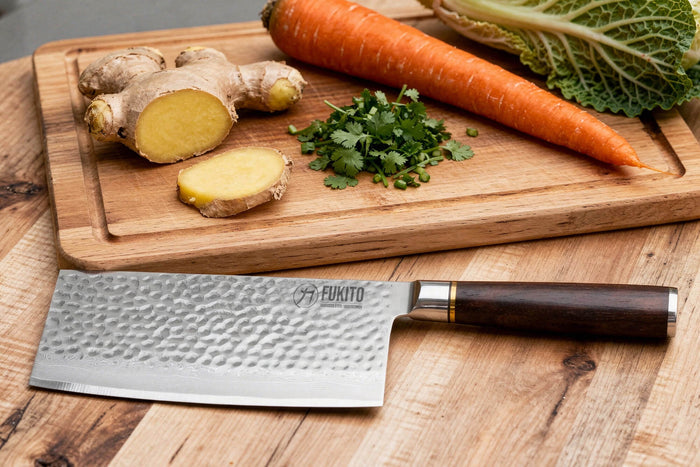 Couteau de chef chinois 17cm Fukito Ébène Damas martelé
