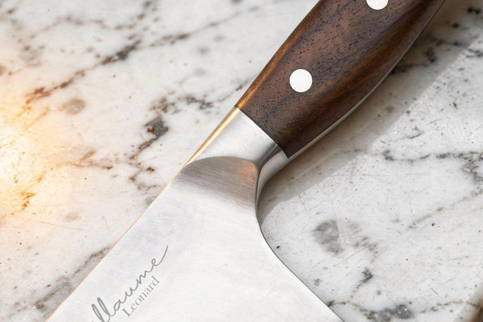Couteau de chef chinois 17cm Guillaume Leonard Cuistot en acier inoxydable et bois de santal rouge
