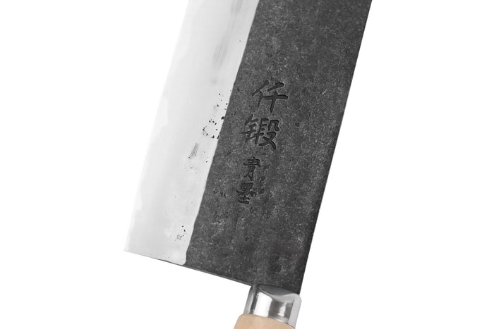 Couteau de chef chinois artisanal japonais 17cm Hatsukokoro Sentan Kurouchi Migaki en érable
