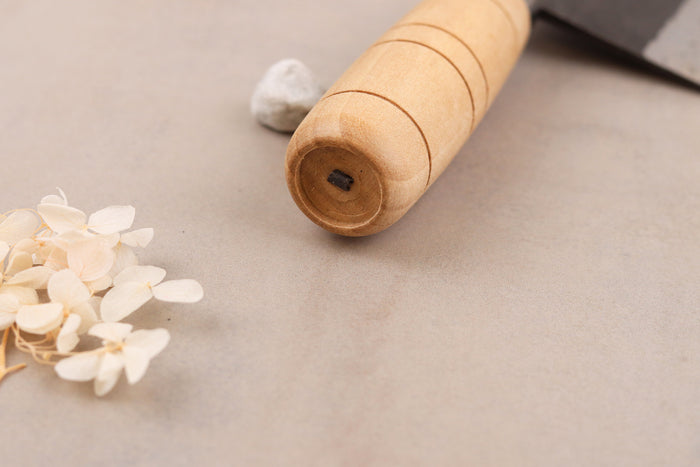 Couteau de chef chinois artisanal japonais 17cm Hatsukokoro Sentan Kurouchi Migaki en érable