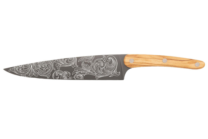 Couteau de chef Deejo Floréal 20cm manche en bois d'olivier