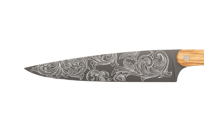 Couteau de chef Deejo Floréal 20cm manche en bois d'olivier