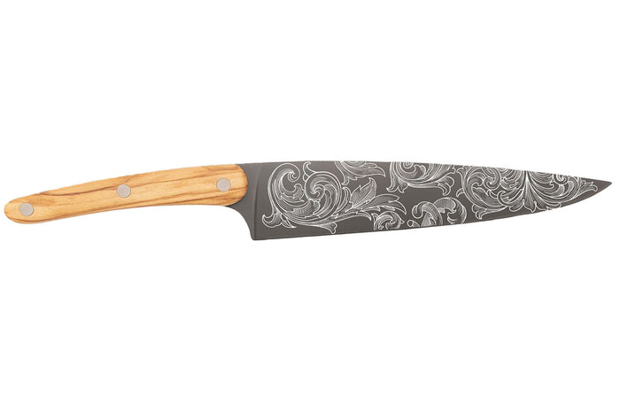 Couteau de chef Deejo Floréal 20cm manche en bois d'olivier