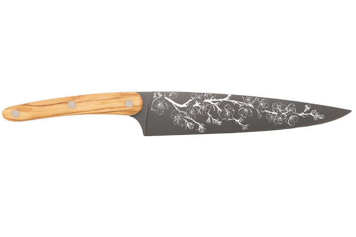 Couteau de chef Deejo Sakura 20cm manche en bois d'olivier