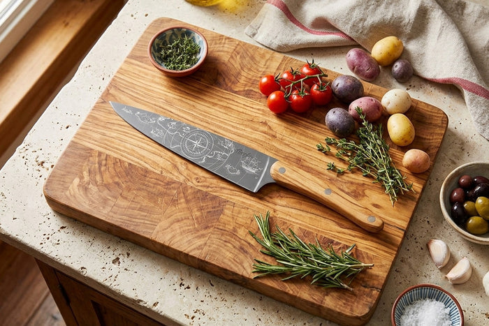 Couteau de chef Deejo Saporem Mundi 20cm manche en bois d'olivier