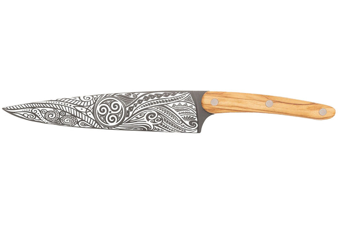 Couteau de chef Deejo Triskell 20cm manche en bois d'olivier