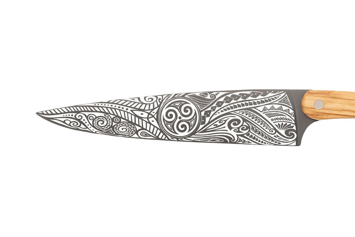 Couteau de chef Deejo Triskell 20cm manche en bois d'olivier