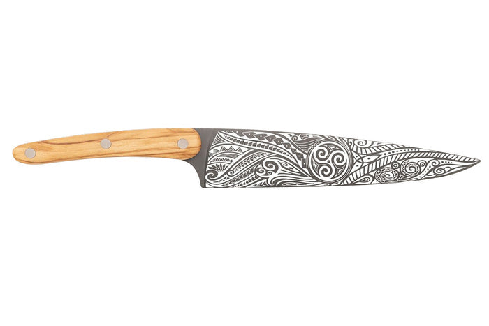 Couteau de chef Deejo Triskell 20cm manche en bois d'olivier