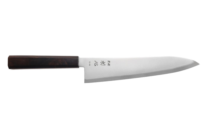 Couteau de chef gyuto 21cm japonais artisanal Hatsukokoro Kaijin BS2 ébène