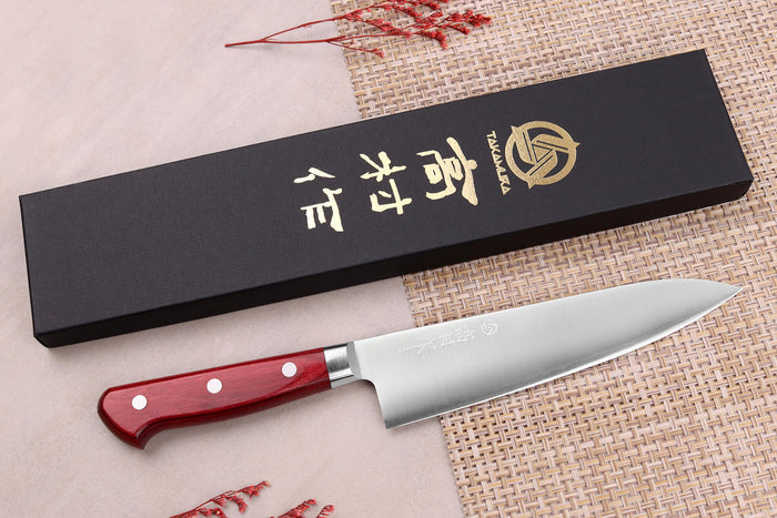 Couteau de chef japonais artisanal Takamura SGR 18cm acier SPG2