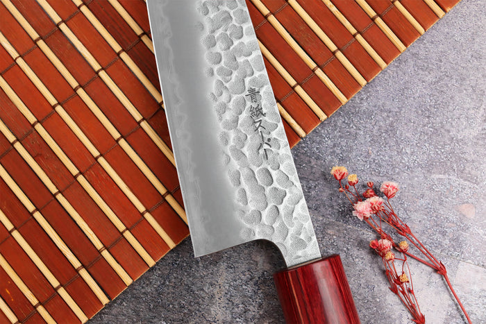 Couteau de chef japonais artisanal Tsunehisa Aogami Super martelé 18cm