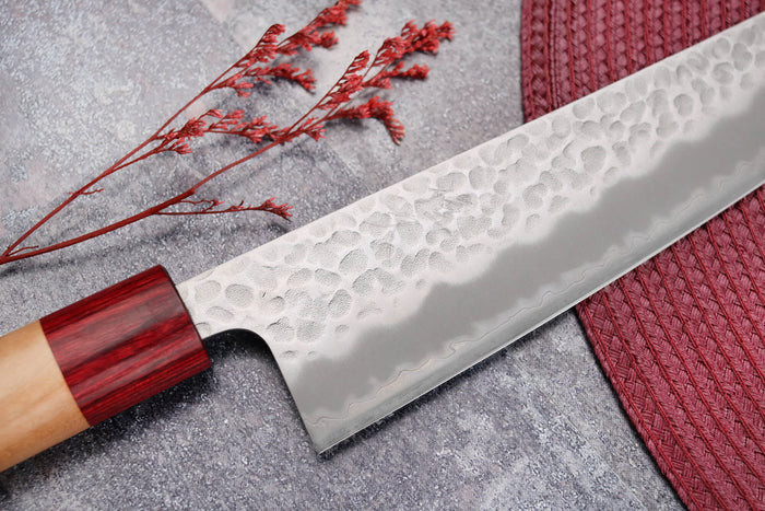 Couteau de chef japonais artisanal Tsunehisa Aogami Super martelé 21cm