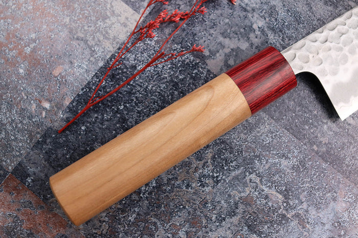 Couteau de chef japonais artisanal Tsunehisa Aogami Super martelé 21cm