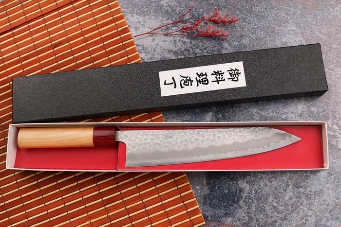 Couteau de chef japonais artisanal Tsunehisa Aogami Super martelé 21cm