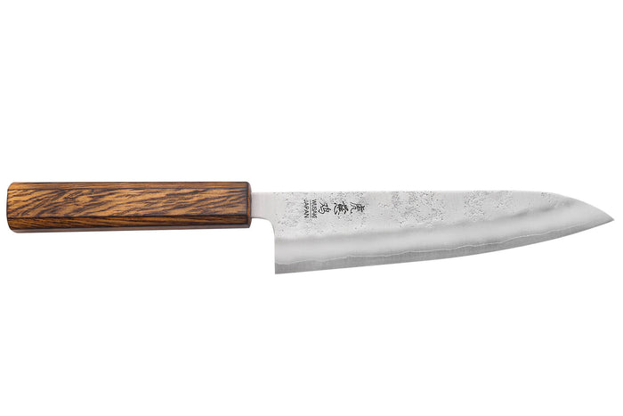 Couteau de chef japonais artisanal Wusaki Yoshi G3 chêne 18cm