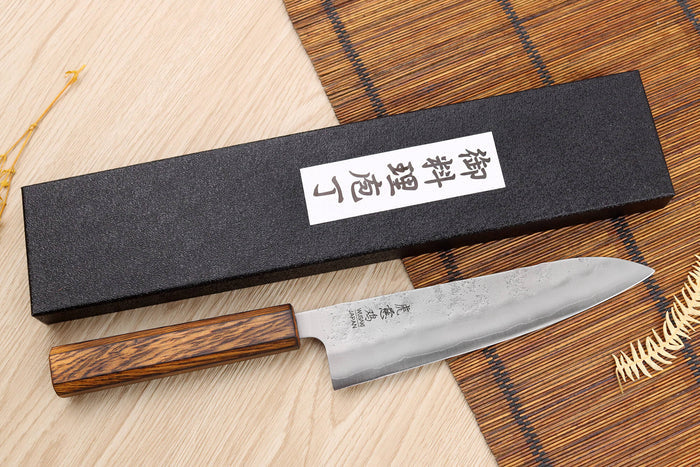 Couteau de chef japonais artisanal Wusaki Yoshi G3 chêne 18cm