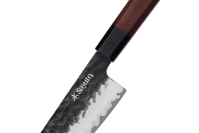 Couteau de chef Sayuto Séquoia San Mai martelé 21cm