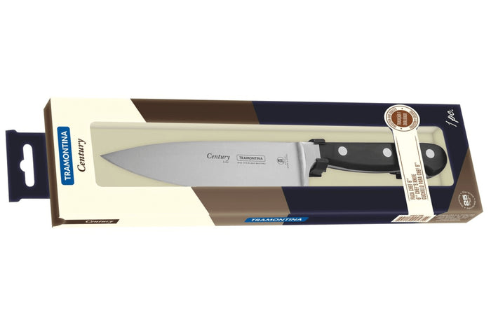 Couteau de chef Tramontina Century lame forgée 15cm manche polycarbonate noir