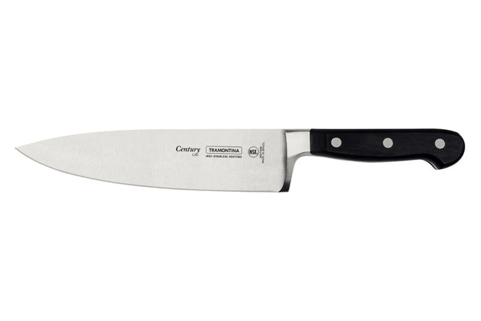Couteau de chef Tramontina Century lame forgée 20cm manche polycarbonate noir
