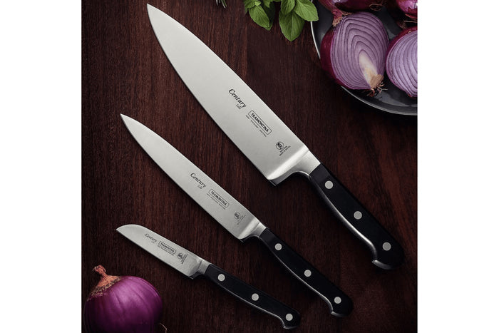 Couteau de chef Tramontina Century lame forgée 20cm manche polycarbonate noir